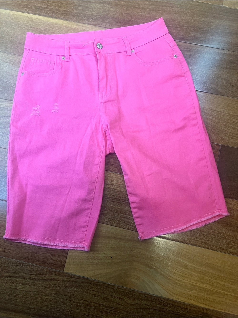 Women’s Pink Denim Bermuda Shorts